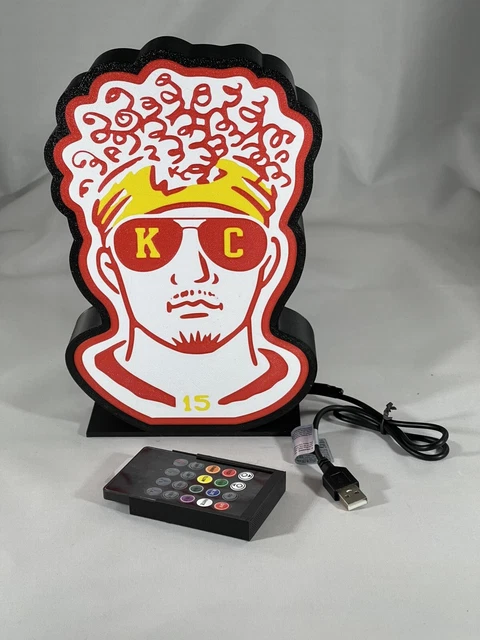 KC CHIEFS PATRICK Mahomes Head LED Light Box NFL Kansas City AFC ...