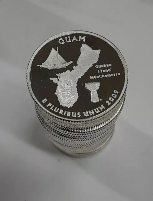 2009-S Guam 90% Silver PF Quarter Partial Roll - 30 Coins in Tube