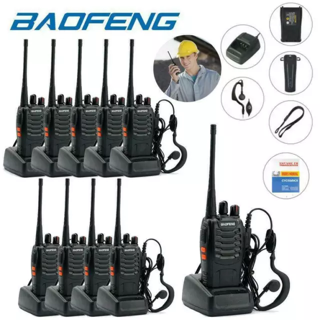 10X Baofeng Bf-888S Walkie Talkie 16Ch Uhf 400-470Mhz Two Way Radio+Earpiece Lot