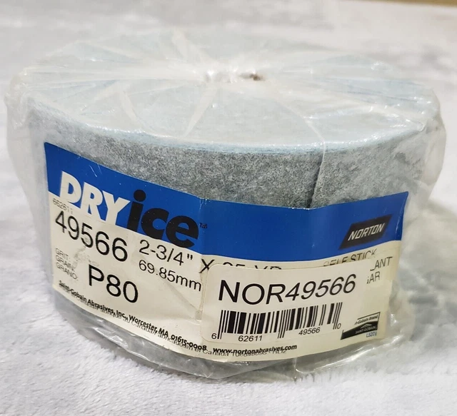 Norton Dryice P80 Grit Ceramic Self Stick Sanding Sheet Roll 2 3/4 x 25yds 49566