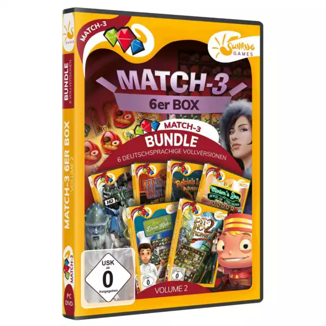 Match 3 Gewinnt 6er Box Volume 2 Spielesammlung 6 Vollversionen CD ROM NEU&OVP