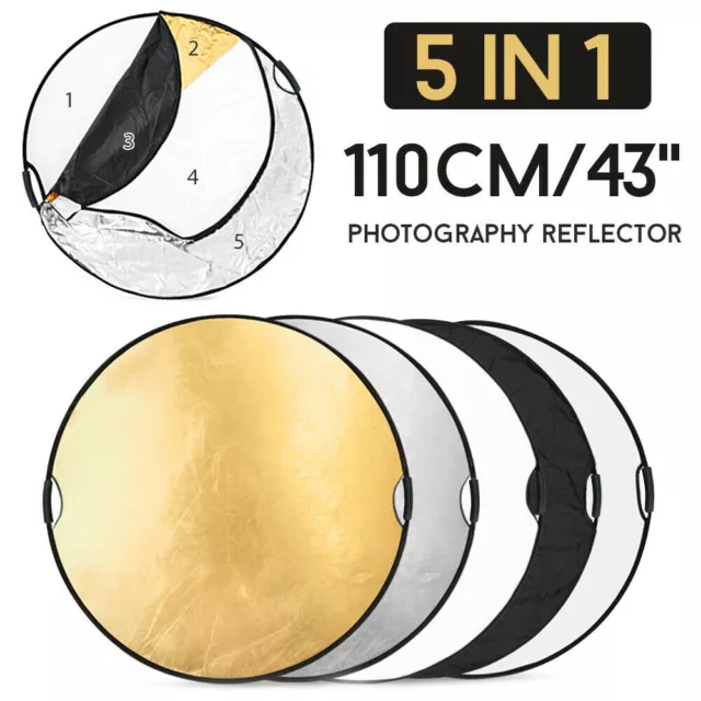 110CM 5in1 Collapsible Photo Reflector with Handle for Studio Photography Light 2