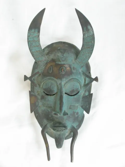Antique Senufo Kpelie Bronze Tribal Mask Ivory Coast