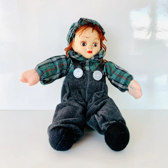 Adorable Vintage Porcelain Faced Doll Country Boy 8'' By Springford Inc