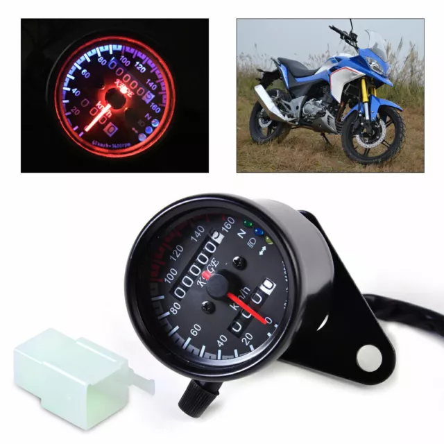 Motorrad Mini LED Tachometer Speedometer Anzeiger für Harley Honda Suzuki km/h ~