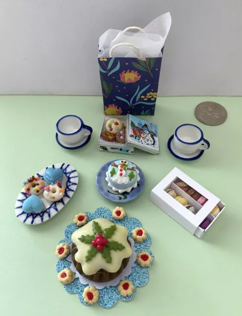 * NEW* DOLLS FOOD: AUSSIE CHRISTMAS PROTEA BAG, CAKES, SNOWMAN TIN for BARBIE