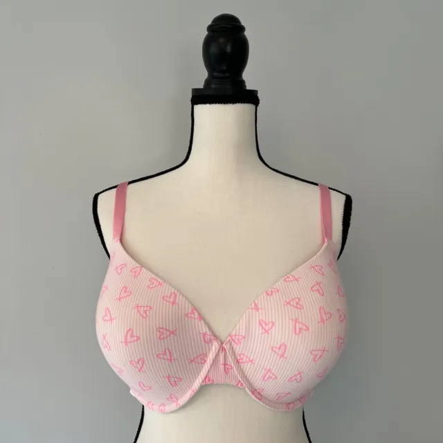 Victoria's Secret T-Shirt Lightly Lined Demi Underwire Bra Pink Heart 38DD NWOT