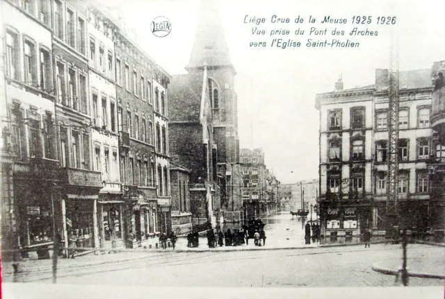 Belgique Liege La Crue Meuse 25-26 Vue Pont Des Arches Vers Eglise Saint Pholien