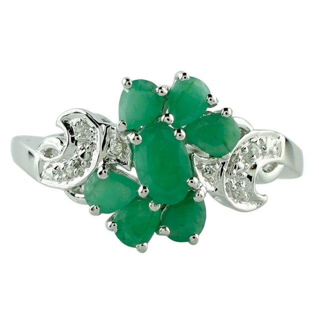 Pendentif Demi-lune En Argent 925 Avec émeraudes Naturelles - Pierre Précieuse Verte - Bijou Artisanal