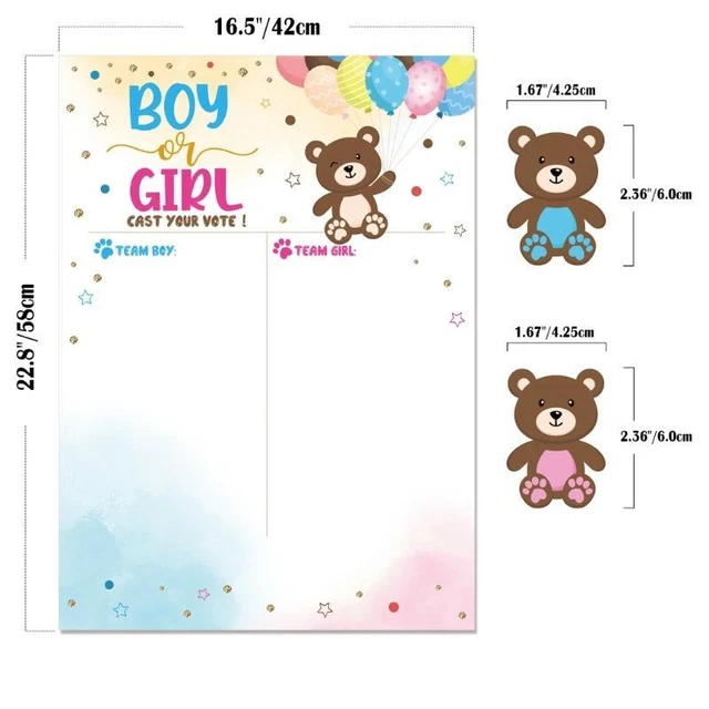 Gender Reveal Party  Gender Reveal Poster with 36 Boy and Girl Stickers 9
