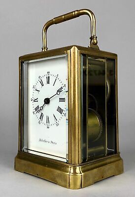 BOLVILLER A PARIS C19th FRENCH BRASS/GLASS CASED TRAVEL CARRIAGE TIMEPIECE CLOCK