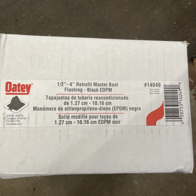 Oatey Black EPDM Rubber 1/2" to 4" Pipe Retrofit Adjustable Flashing Boot 14049