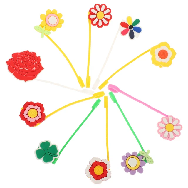 10 un. tapas de dibujos animados reutilizables para beber paja exquisito extremo de paja ornamentales