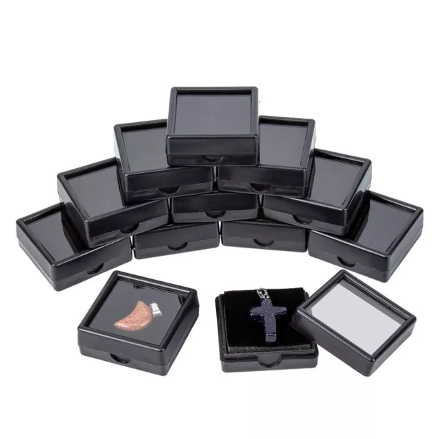 200 Pcs 3 x 3 Cm Black Square Gem Display plastic box Storage for Gems /Diamonds