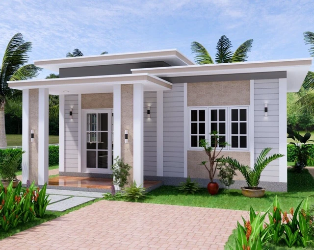 Small Granny Plans 7x7 Meter 23x23 Feet 1 Bed 1 Bath Flat Roof PDF A4 Hard Copy