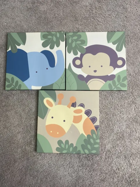 Nursery Room Decor 3pc Canvas Picture 12” By 12” Panels