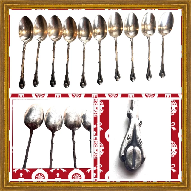 12 Cuillères à Moka Argentées – Pieds De Chèvre – Orfèvre GM