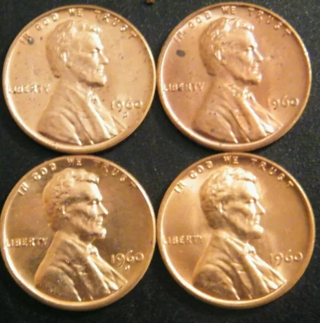 1960 PD Small & Large Date Lincoln Pennies Cents Coins Uncirculated Minor Issues