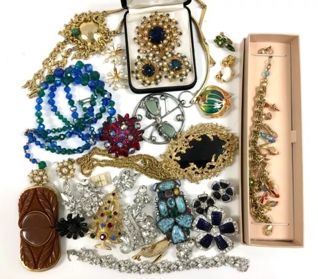 Large Lot Vintage Costume Rhinestone Jewelry 11 lbs - Signed and Unsigned