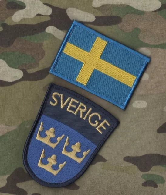 NATO ISAF KANDAHAR AFGHANISTAN Swedish Svenska Army Patch + Flag vêlkrö 2-PC SET