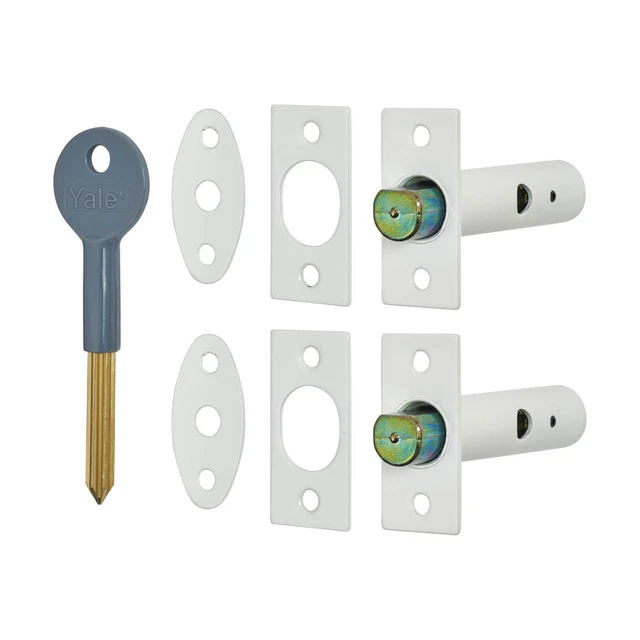 Yale 8002 Tür Sicherheitsbolzen weiß 2er-Pack mit 1 Schlüssel