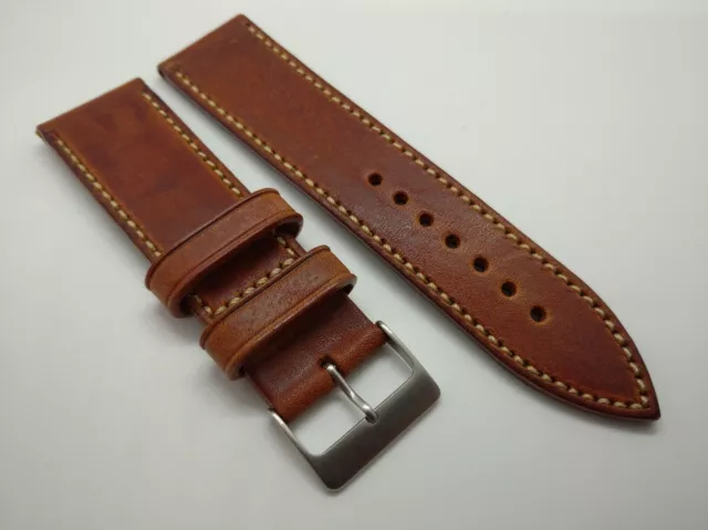 NEW ZULUDIVER 24MM Handmade Genuine Italian Leather Brown Watch Strap Y1 14.99 PicClick UK