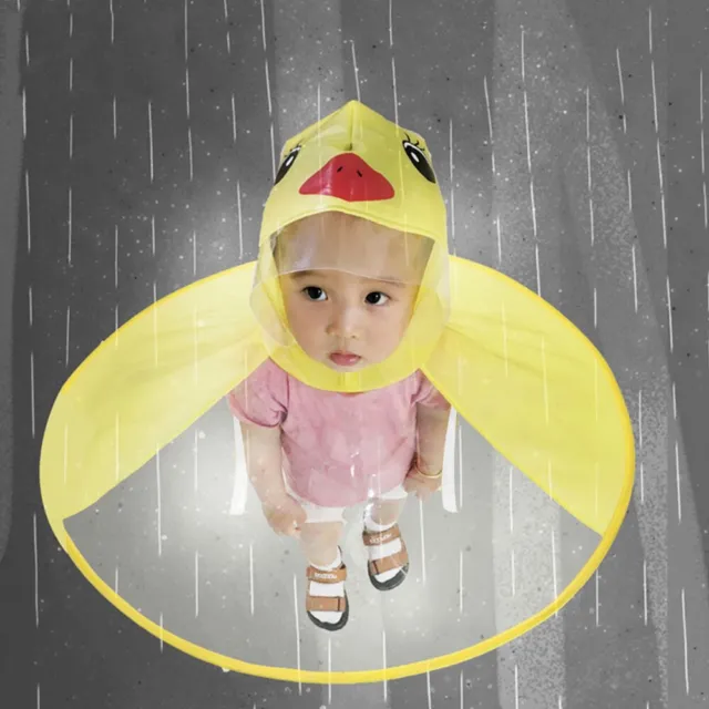 Rain Raincoat Magical Duck Child UFO Kids A Hat Baby Free Umbrella Coat Hands F