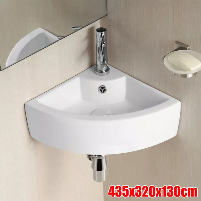 Small Quarter Corner Basin Sink Wall Mounted Cloakroom Bathroom Hand Wash Sink