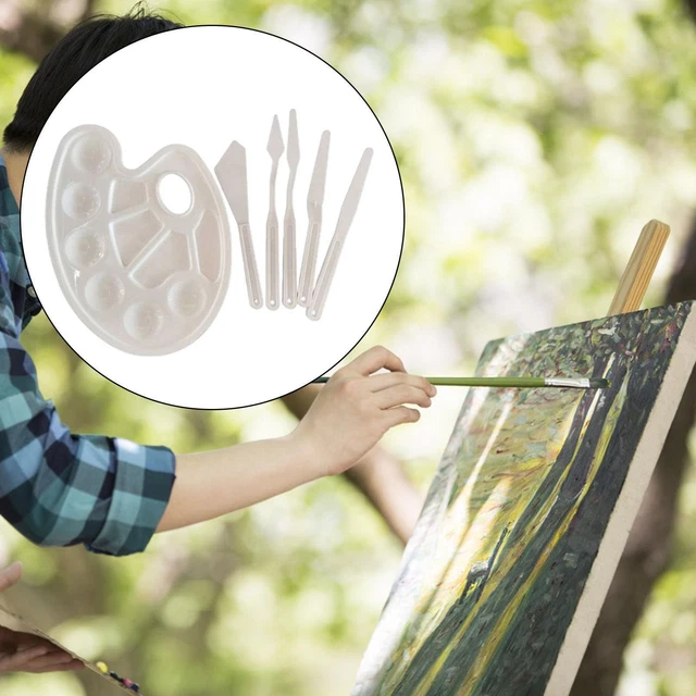 6x Plateaux de peinture Couteaux de peinture Palette de peinture et ensemble
