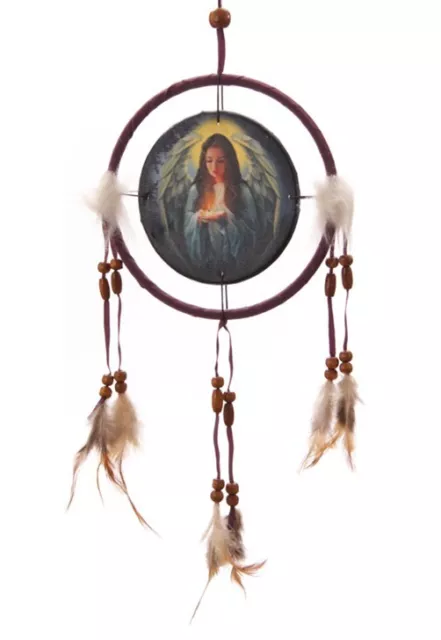 Traumfänger Engel 16 cm lila Rand Deko Dreamcatcher angel Schutz Mystik