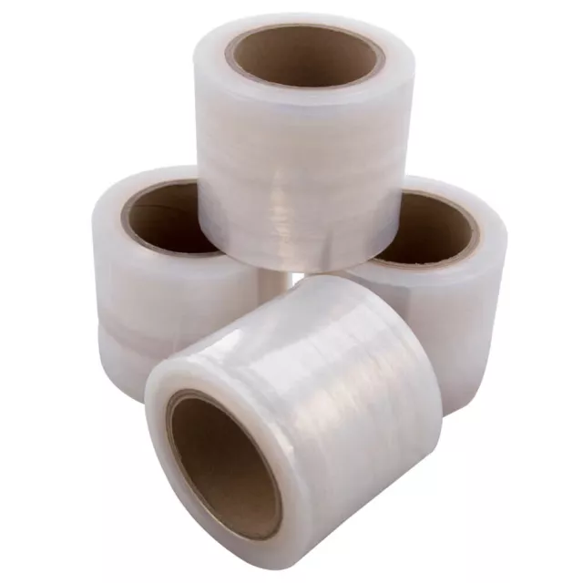 4 x Hand Stretch Bundle Film Mini Bundling Pallet Wrap 100mm x 300M CLEAR 25U