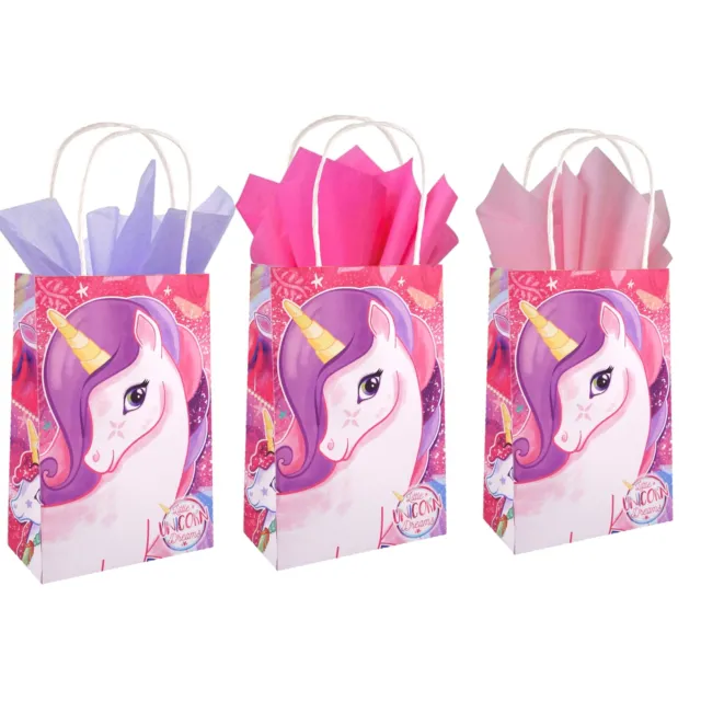 COMPLEANNO FESTA SACCHETTI Carta Velina Pony Unicorno Ragazze Rosa Viola  Regalo EUR 2,57 - PicClick IT