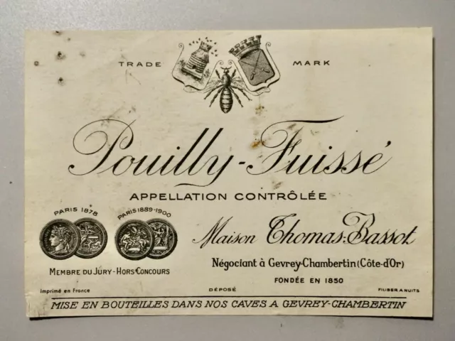 Etiquette De Vin- Pouilly Fuisse - Gevrey Chambertin