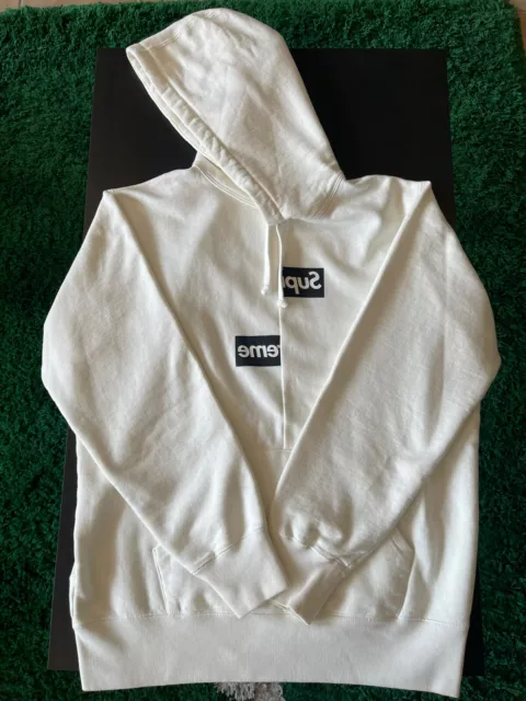Supreme CDG Split Box Logo Hooded Sweatshirt White S F/W 18 Size Medium
