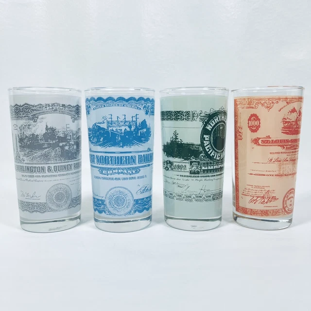 4 Northern Pacific CB&Q RR St Louis SF Railroad GLASSES Bond Stock Certificate