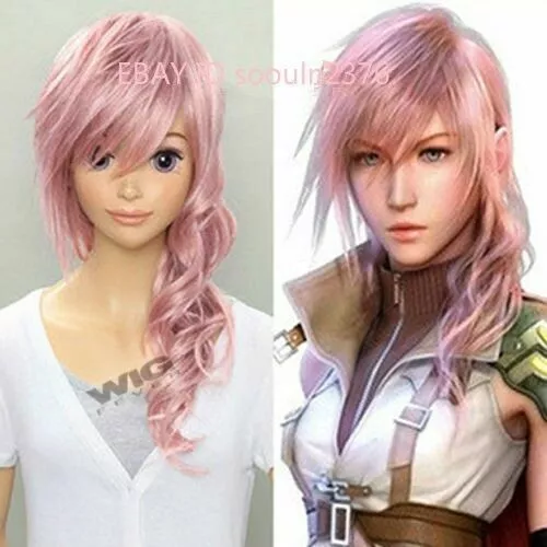 Final Fantasy XIII 13 Lightning Long Pink Cosplay Fashion Hair Wig&