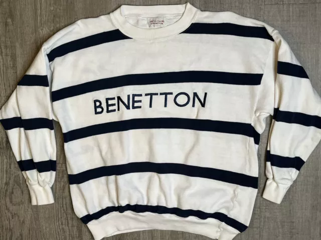 Vintage Men’s XS United Colors of Benetton 80s Striped Italy Pullover Sweatshirt