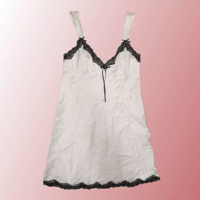 Abito slip babydoll etam raso medio pizzo finiture fiocco nero bianco Y2K 00 anni civettuola 2