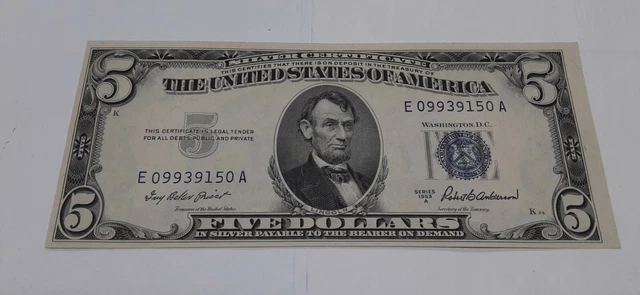 Series 1953-A $5 Silver Certificate - Crisp Uncirculated Condition
