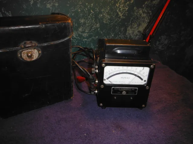 Vintage Weston Electrical Instrument 433 AC Voltmeter Zero Corrector Meter W/CAS
