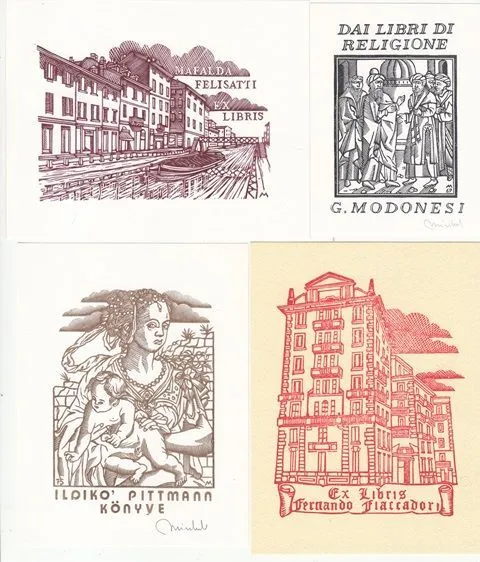 8 Exlibris Bookplate Hochdrucke Giuseppe Mirabella 1948 Konvolut Lot Modonesi