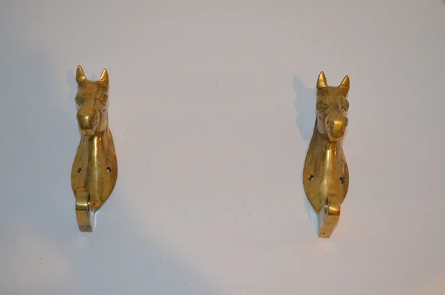 Vintage Brass Horse Head Coat Hat Rack Side Bars Western Cowboy Americana No Bar