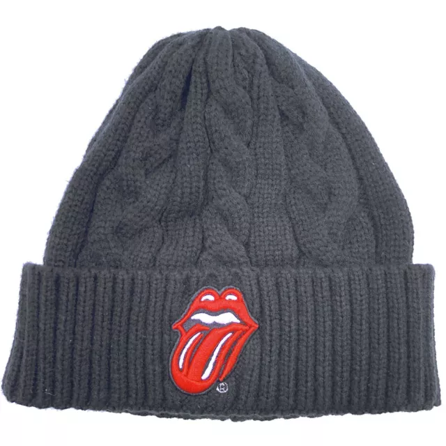 Rolling Stones Licence Officielle Classique Langue Noir Câble - Bonnet Tricot