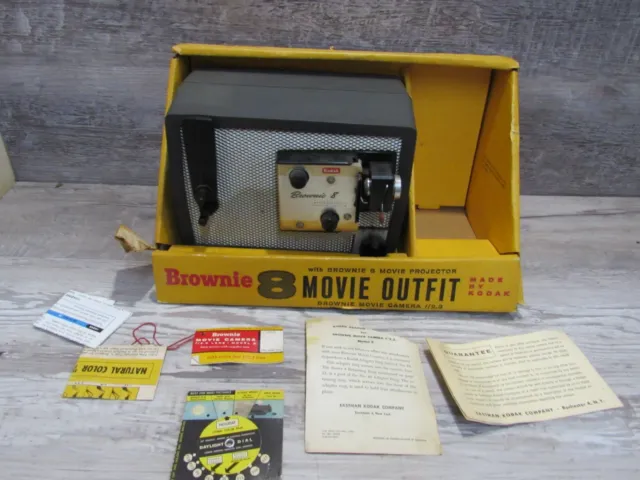 Vintage -1950's Kodak Brownie 8mm Movie Projector in Original Box Parts /Repair