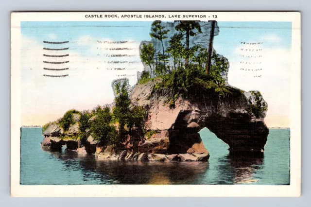 Lake Superior MI- Michigan, Castle Rock, Apostle Islands, Vintage c1954 Postcard