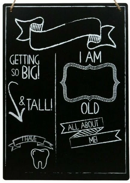 Baby Progress Chalk Board 10x14 Hanging Track Weight Height Teeth FREE SHIPPING