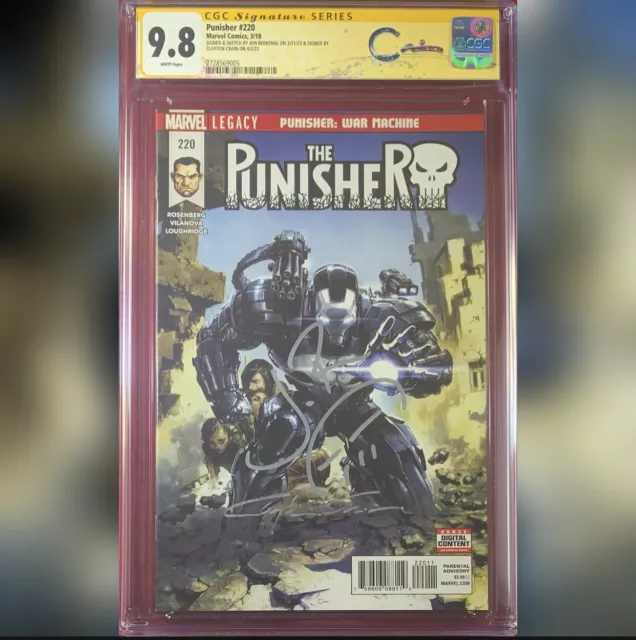 Punisher #220 Cgc 9.8 Ss Signed By Clayton Crain Jon Bernthal War Machine