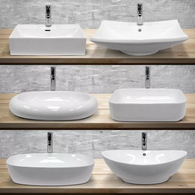 Vasque à poser lavabo encastré lave-mains céramique avec/sans bonde au choix