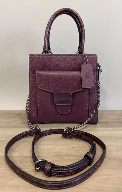 COACH CC884 Mini Pepper Crossbody Bag Pebble Snake-Embossed Leather Boysenberry