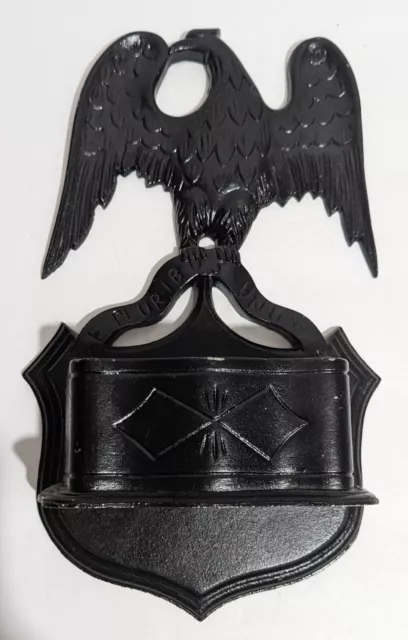 Vntg Cast Aluminum Wall Mounted Fireplace Match Safe - Eagle Americana Farmhouse